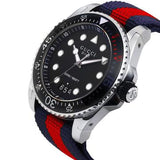 Shop Gucci Dive Black Dial Red & Blue Nylon Strap Watch For Men - YA136210 in USA