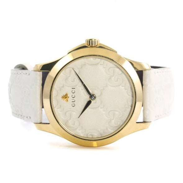 Gucci G Timeless Quartz White Dial White Leather Strap Watch For Women - YA1264033A Buy Now By Gucci