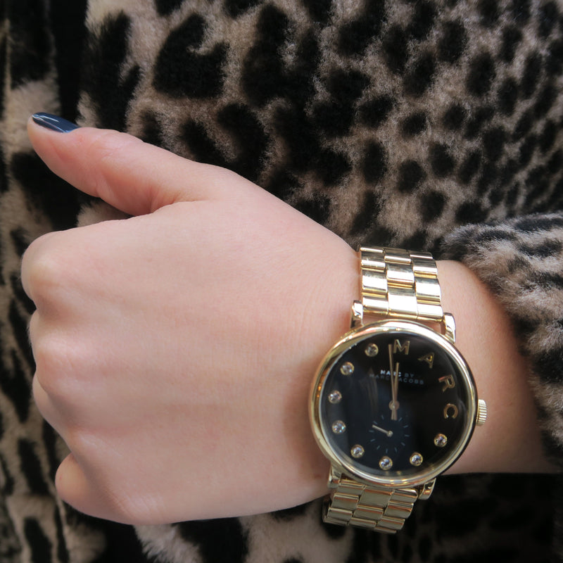 Marc Jacobs Baker Dexter Black Dial Gold Steel Strap Watch for Women - MBM3421 Buy Now By Marc Jacobs