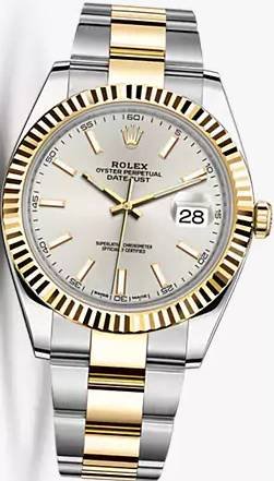 Shop Rolex Datejust 41 Oyster Silver Dial Two Tone Oystersteel & Yellow Gold Strap Watch for Men - M126333-0001 in USA