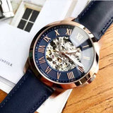 Fossil Grant Automatic Skeleton Blue Dial Blue Leather Strap Watch for Men - ME3102 Buy Now By Fossil