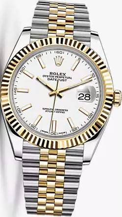 Shop Rolex Datejust 41 Oyster White Dial Two Tone Oystersteel & Yellow Gold Jubilee Bracelet White Dial Watch for Men - M126333-0016 in USA