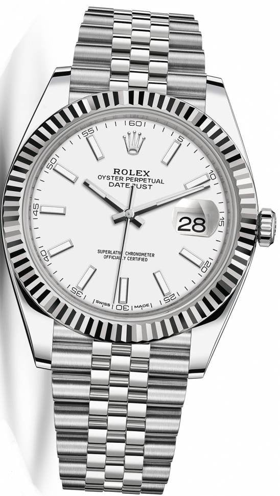 Shop Rolex Datejust 41 White Dial Silver Jubilee Bracelet Watch for Men - M126334-0010 in USA