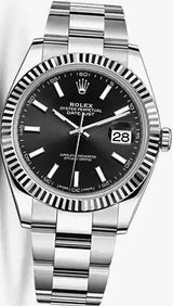 Shop Rolex Datejust 41 Oyster Black Dial Silver Steel Strap Watch for Men - M126334-0017 in USA