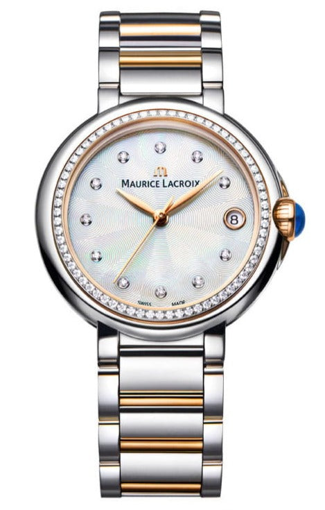 Shop Maurice Lacroix Fiaba Date Diamonds White Mother of Pearl Dial Two Tone Steel Strap Watch for Women - FA1007-PVP23-170-1 in USA