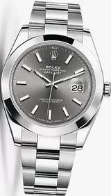 Shop Rolex Datejust 41 Oyster Grey Dial Oystersteel Strap Watch for Men - M126300-0007 in USA