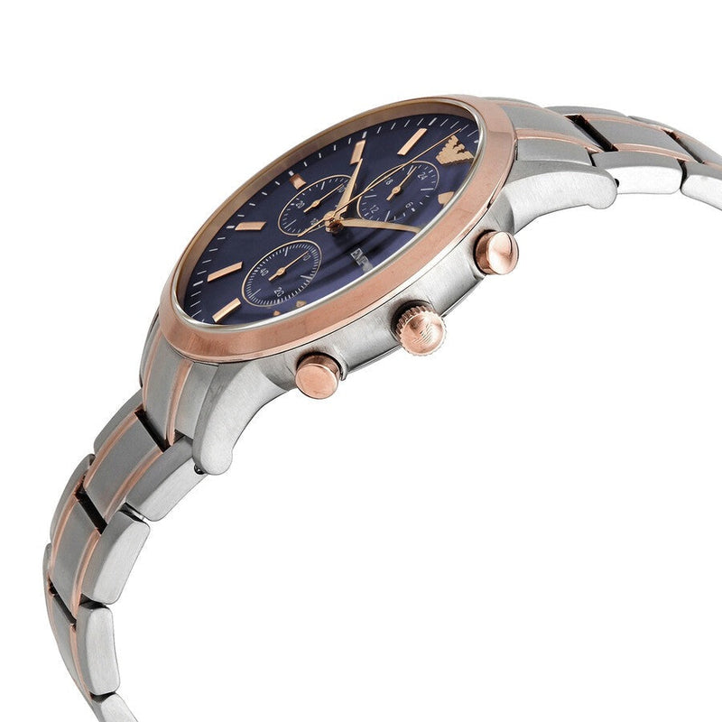 Emporio Armani Renato Chronograph Blue Dial Two Tone Steel Strap Watch For Men - AR80025 Buy Now By Emporio Armani