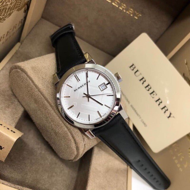 Burberry The City Silver Dial Black Leather Strap Watch for Women - BU9106 Buy Now By Burberry