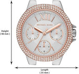 Shop Michael Kors Camille Multifunction White Dial Two Tone Steel Strap Watch For Women - MK6846 in USA