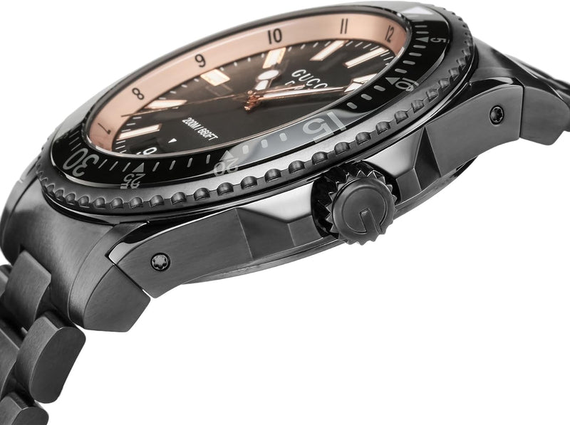 Shop Gucci Dive Quartz Black Dial Black Steel Strap Watch For Men - YA136213 in USA