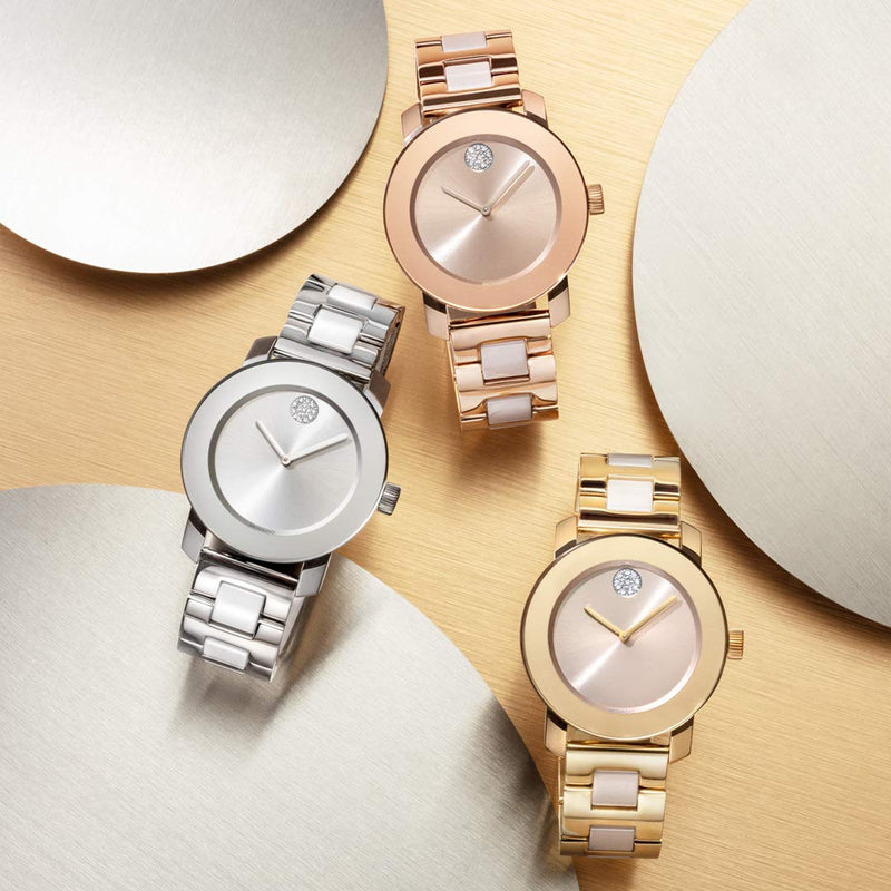 Shop Movado Bold Beige Dial Two Tone Steel Strap Watch For Women - 3600640 in USA