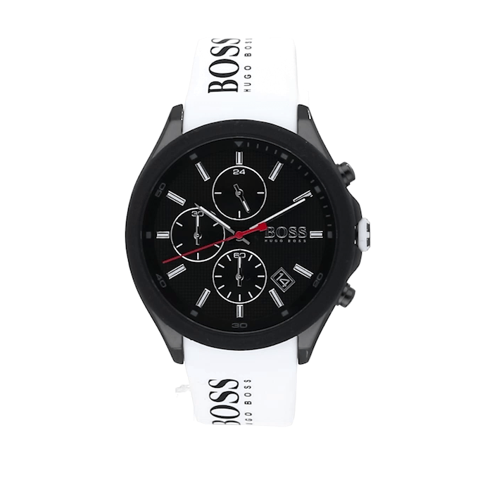 Shop Hugo Boss Velocity Black Dial White Rubber Strap Watch for Men - 1513718 in USA