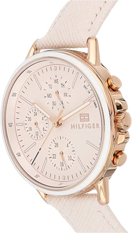 Shop Tommy Hilfiger Carly Cream Dial Cream Leather Strap Watch for Women -1781789 in USA
