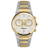 Shop Salvatore Ferragamo F-80 Classic White Dial Two Tone Steel Strap Watch for Men - SFME00821 in USA