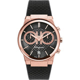 Shop Salvatore Ferragamo Sapphire Chrono Black Dial Black Rubber Strap Watch for Men - SFME00721 in USA