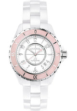 Chanel J12 Quartz Diamonds Ceramic White Dial White Steel Strap Watch for Women - J12 H4466