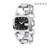 Shop Gucci G Gucci Black Dial Silver Steel Strap Watch For Women - YA125510 in USA
