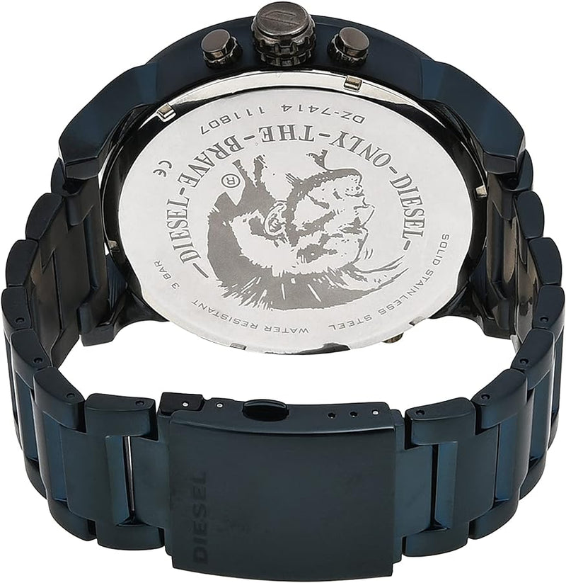 Shop Diesel Daddy 2.0 Chronograph Quartz Grey Dial Blue Steel Strap Watch For Men - DZ7414 in USA