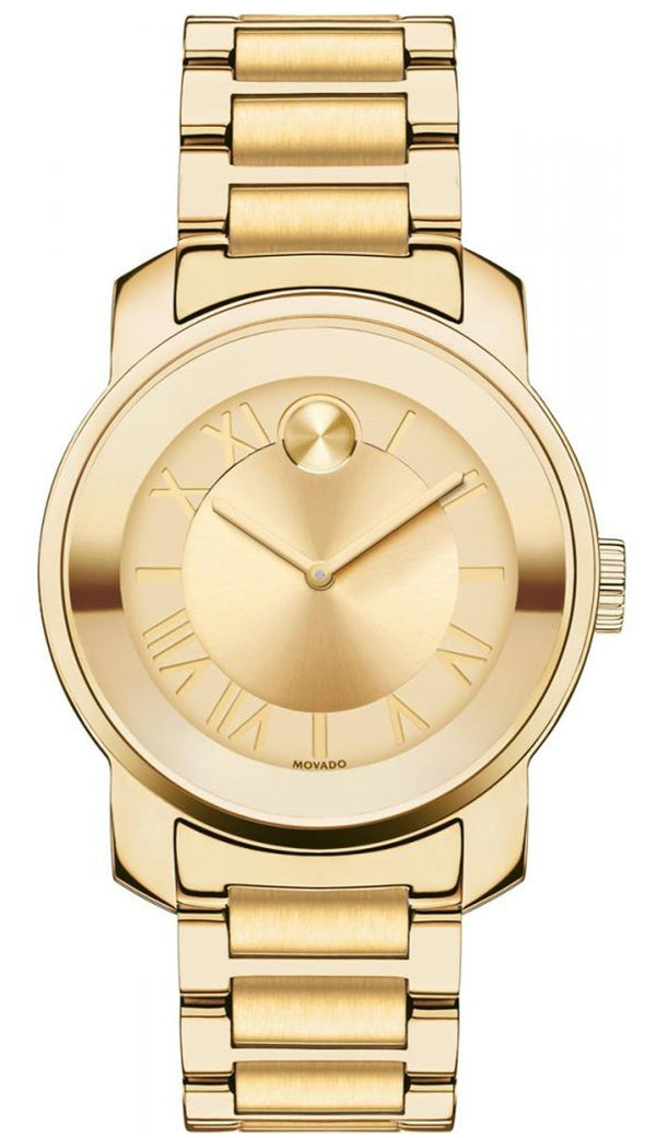 Shop Movado Bold Gold Dial Gold Steel Strap Watch for Women - 3600323 in USA