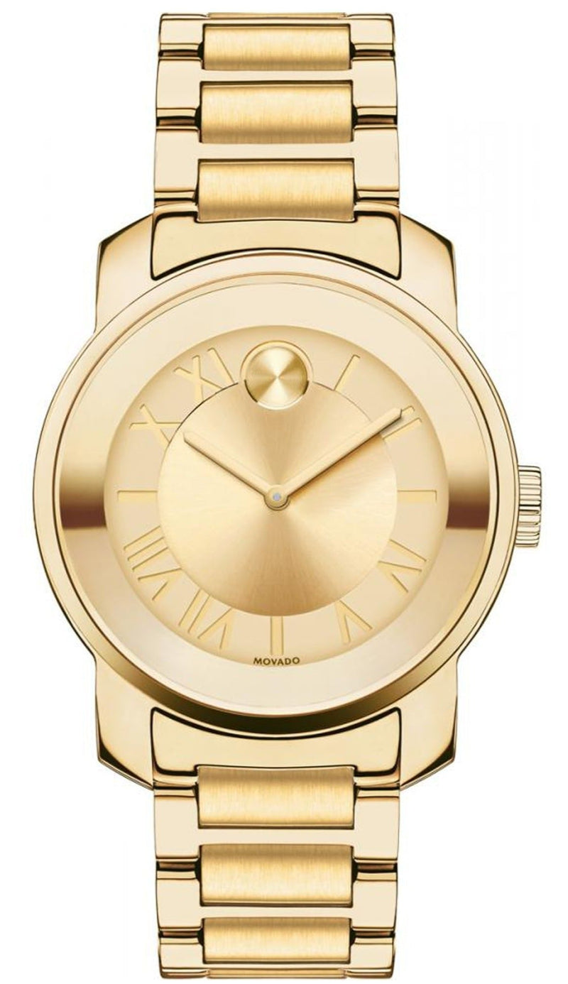 Shop Movado Bold Gold Dial Gold Steel Strap Watch for Women - 3600323 in USA