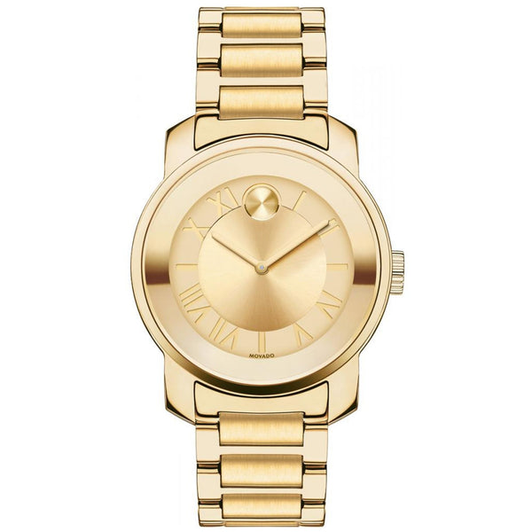 Shop Movado Bold Gold Dial Gold Steel Strap Watch for Women - 3600323 in USA