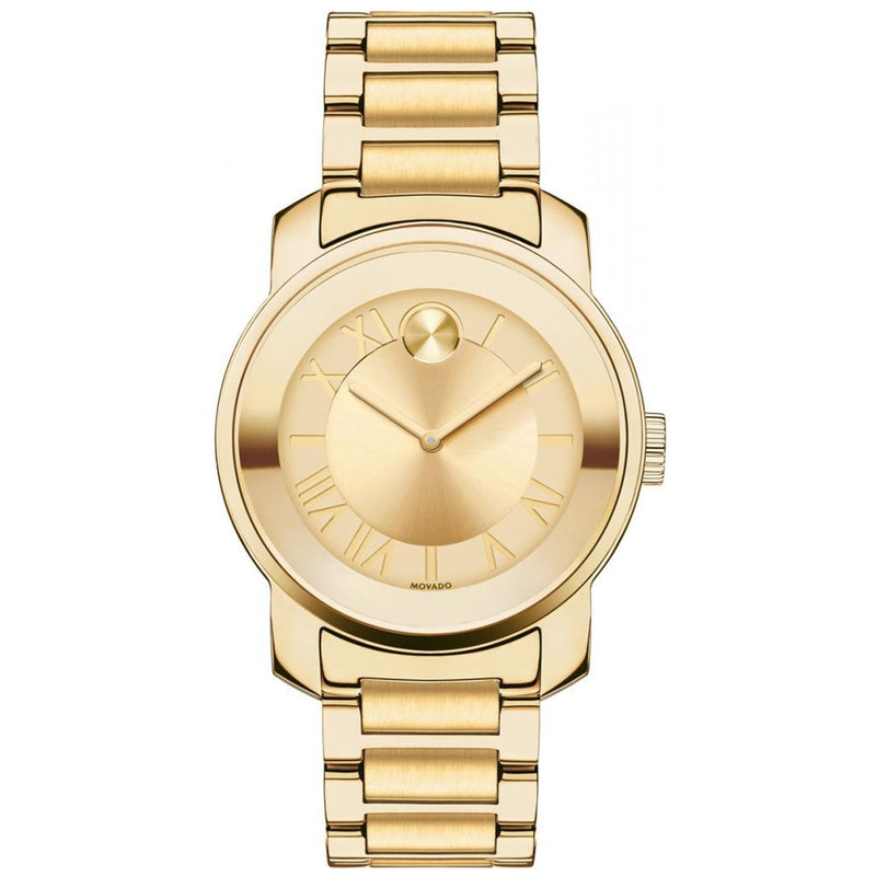 Shop Movado Bold Gold Dial Gold Steel Strap Watch for Women - 3600323 in USA