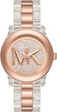 Michael Kors Runway Analog Crystals Rose Gold Dial Two Tone Steel Strap Watch for Women - MK7355