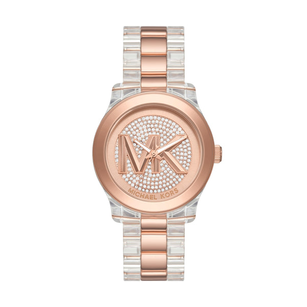 Michael Kors Runway Analog Crystals Rose Gold Dial Two Tone Steel Strap Watch for Women - MK7355 Buy Now By Michael Kors