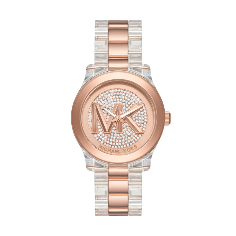 Michael Kors Runway Analog Crystals Rose Gold Dial Two Tone Steel Strap Watch for Women - MK7355 Buy Now By Michael Kors