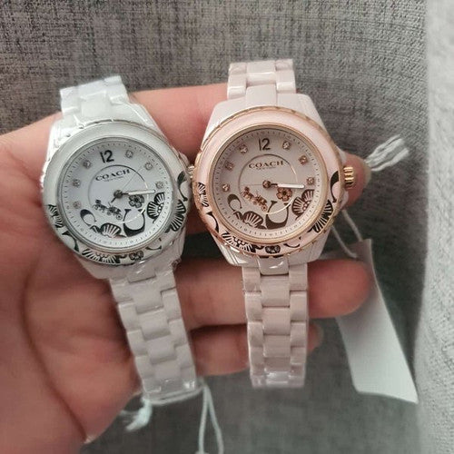 Coach Preston Pink Dial Pink Steel Strap Watch for Women - 14503465 Buy Now By Coach