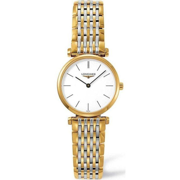 Shop Longines La Grande Classique White Dial Two Tone Mesh Bracelet Watch for Women - L4.209.2.12.7 in USA