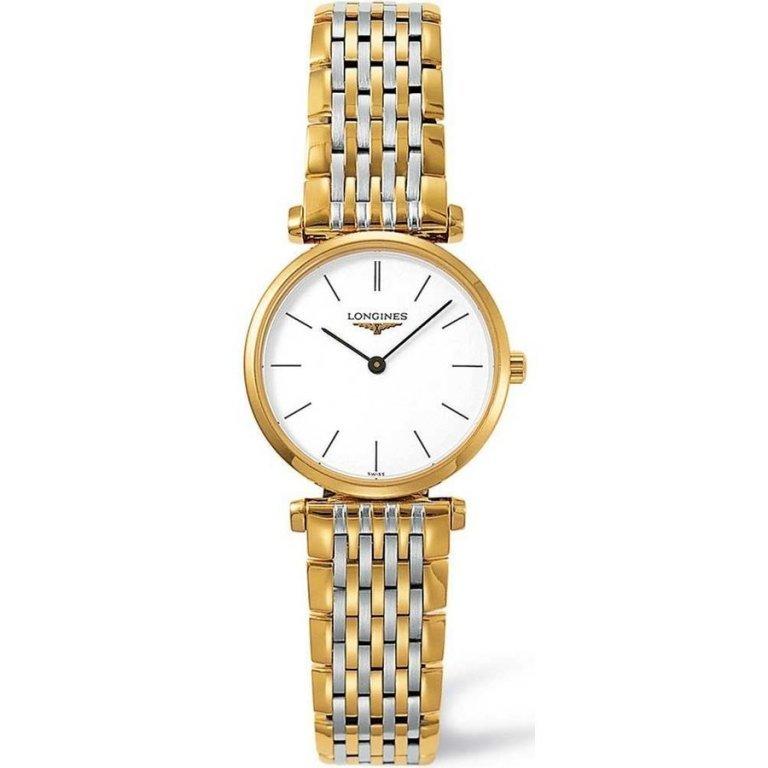Shop Longines La Grande Classique White Dial Two Tone Mesh Bracelet Watch for Women - L4.209.2.12.7 in USA