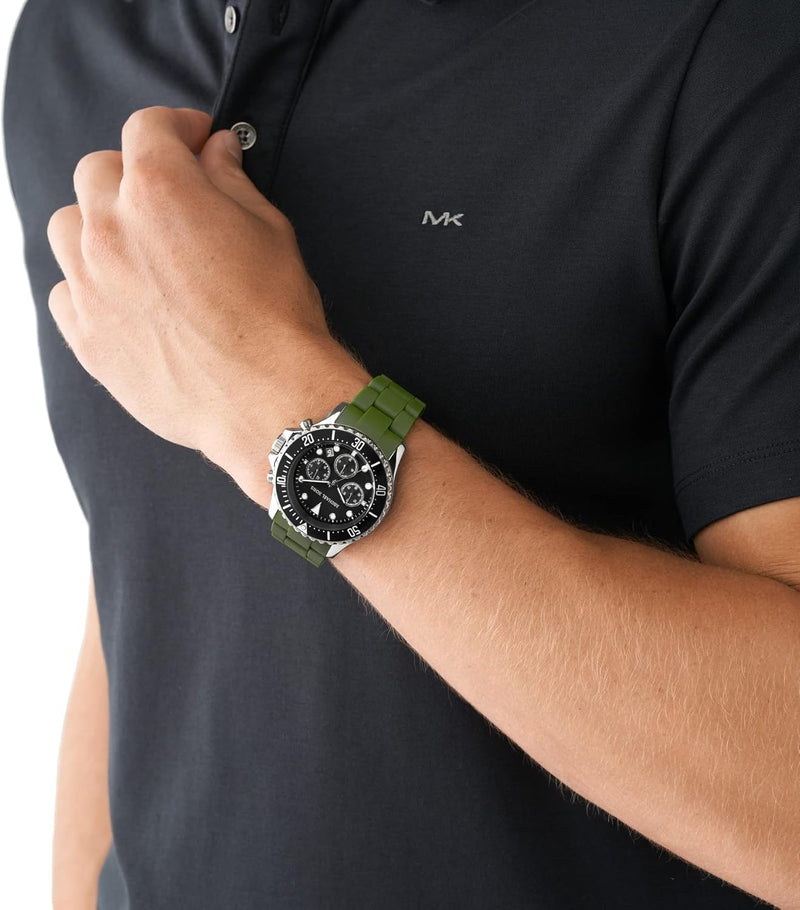 Michael Kors Everest Chronograph Black Dial Green Silicone Strap Watch For Men - MK8981 Buy Now By Michael Kors