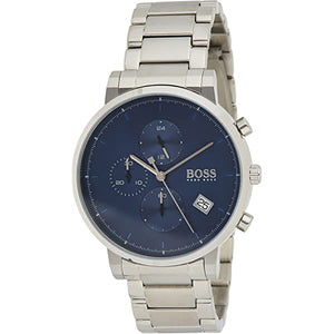 Hugo Boss Integrity Chronograph Blue Dial Silver Steel Strap Watch for Men - 1513779