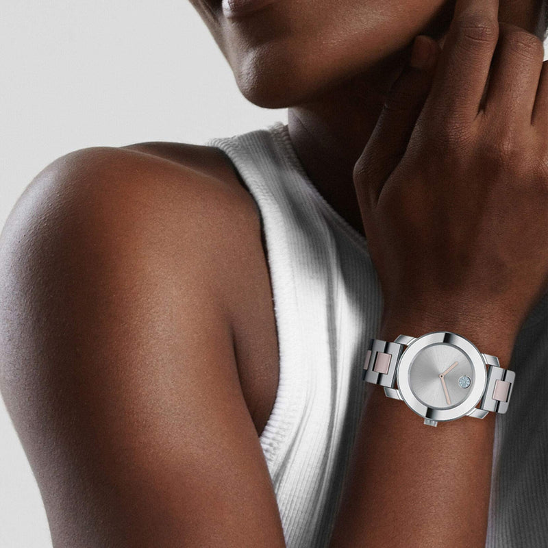 Shop Movado Bold Silver Dial Two Tone Steel Strap Watch for Women - 3600702 in USA