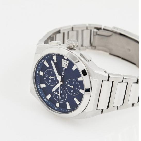 Fossil Everett Chronograph Blue Dial Silver Steel Strap Watch for Men - FS5795 Buy Now By Fossil