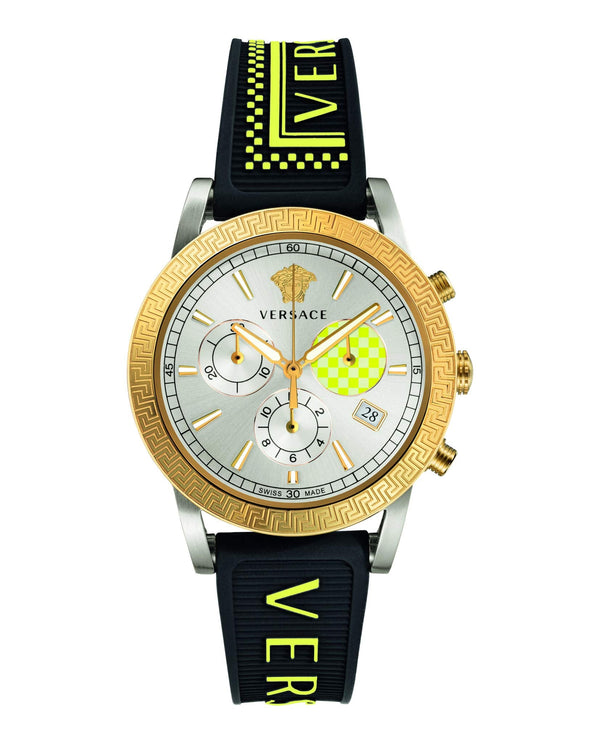 Versace Sports Tech Chronograph Silver Dial Black Rubber Strap Watch for Women - VELT00519 Buy Now By Versace