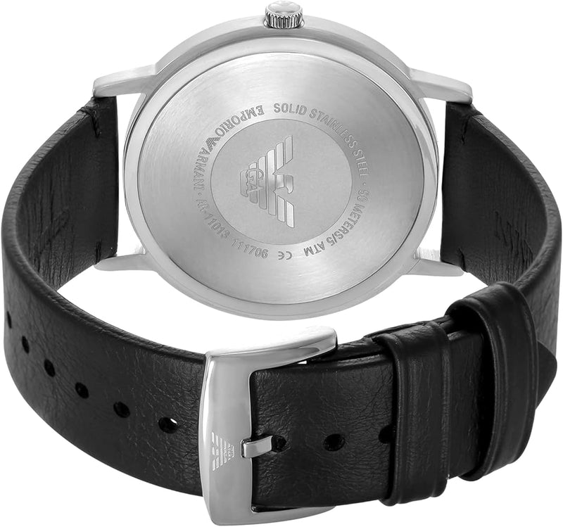 Shop Emporio Armani Kappa Analog Quartz Black Dial Black Leather Strap Watch For Men - AR11013 in USA
