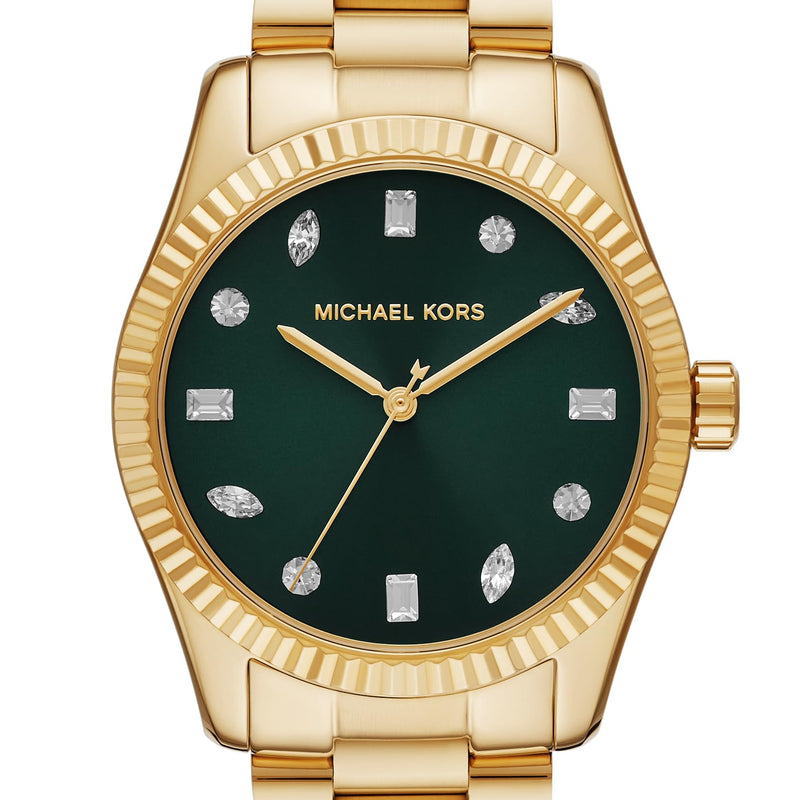 Michael Kors Lexington Three Hand Green Dial Gold Steel Strap Watch For Women - MK7449 Buy Now By Michael Kors