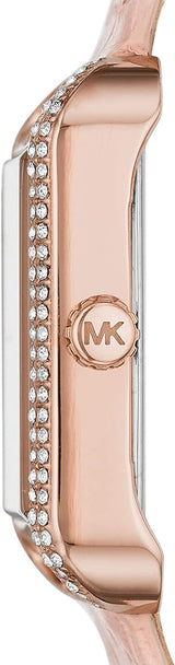 Shop Michael Kors Lake Quartz White Dial Pink Leather Strap Watch For Women - MK2763 in USA