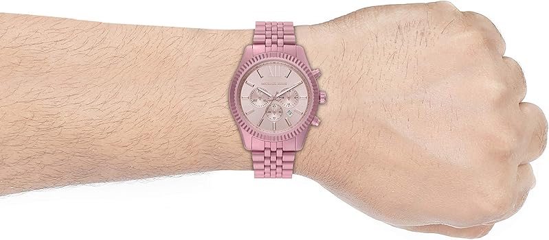 Shop Michael Kors Lexington Chronograph Pink Dial Pink Steel Strap Watch for Women - MK8792 in USA