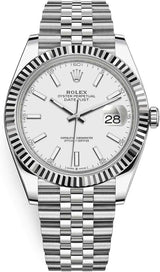 Shop Rolex Datejust 41 White Dial Silver Jubilee Bracelet Watch for Men - M126334-0010 in USA