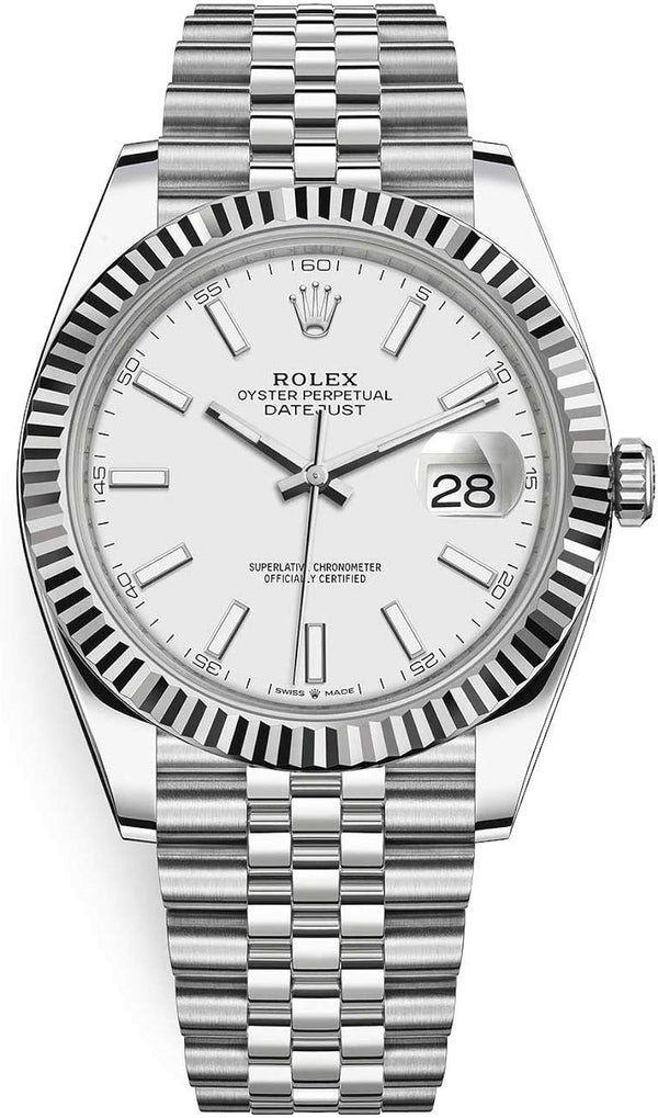 Shop Rolex Datejust 41 White Dial Silver Jubilee Bracelet Watch for Men - M126334-0010 in USA