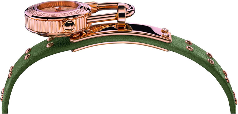 Versace Medusa Lock Icon Quartz Beige Dial Green Leather Strap Watch for Women - VEDW00519 Buy Now By Versace