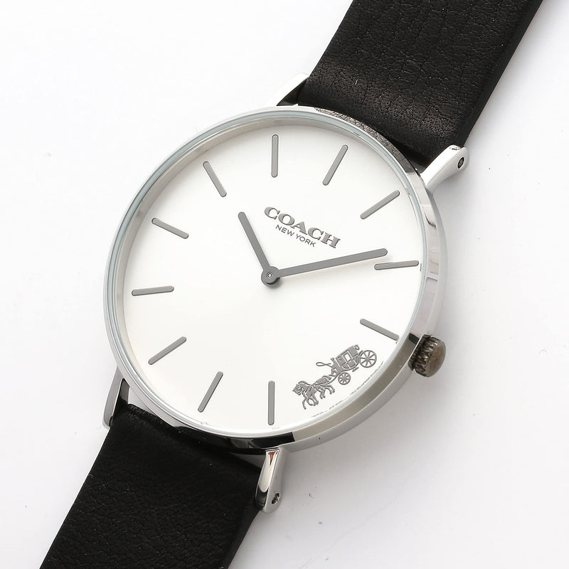 Coach Perry White Dial Black Leather Strap Watch for Women - 14503115 Buy Now By Coach