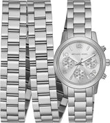 Michael Kors Runway 18K Rhodium Plated Triple Wrap Silver Dial Silver Steel Strap Watch for Women - MK7451 Buy Now By Michael Kors