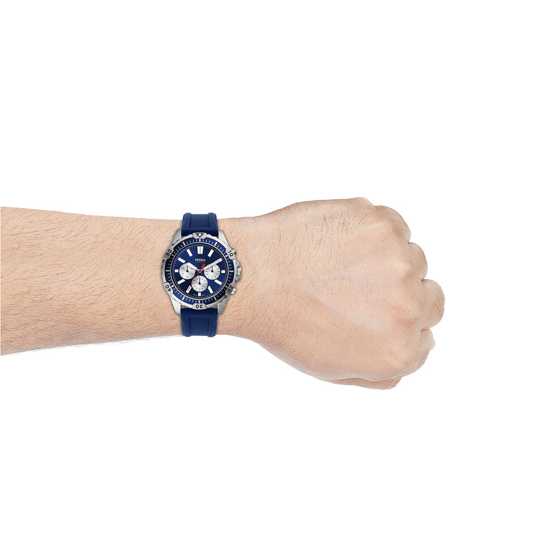 Fossil Garrett Chronograph Blue Dial Blue Rubber Strap Watch for Men - FS5709 Buy Now By Fossil