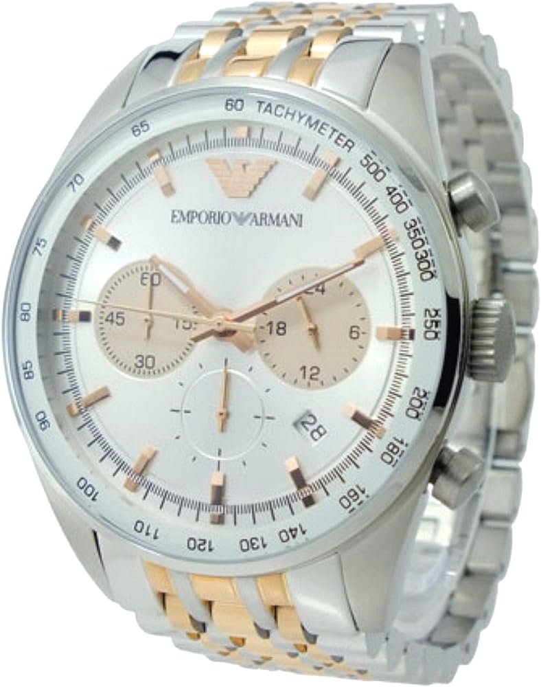 Emporio Armani Sportivo Chronograph Silver Dial Two Tone Steel Strap Watch For Men - AR5999 Buy Now By Emporio Armani