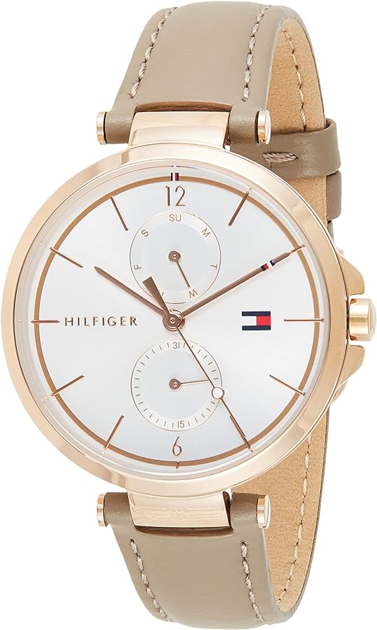 Shop Tommy Hilfiger Angela Quartz Silver Dial Brown Leather Strap Watch for Women - 1782125 in USA