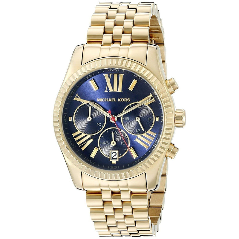 Michael Kors Lexington Chronograph Blue Dial Gold Steel Strap Watch For Women - MK6206 Buy Now By Michael Kors
